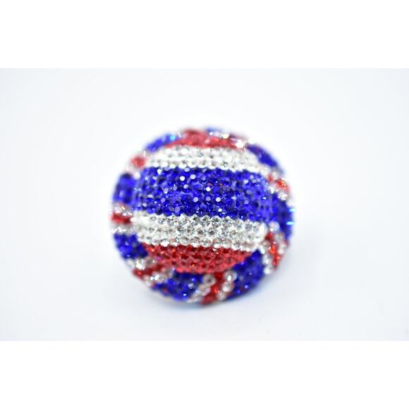 Statement Ring Sparkling Rhinestone Crystal Red White Blue Union Jack Shiny Bin7 - Picture 10 of 12
